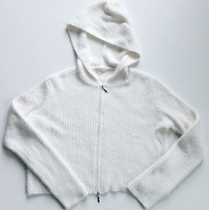 GB Cozy Hoodie Double Zipper Long Sleeve Sweater Crop Top Size XL